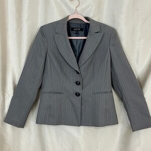 Kasper Women's Gray‎ Pinstripe Blazer Size 8 Classic Chic Career Officecore